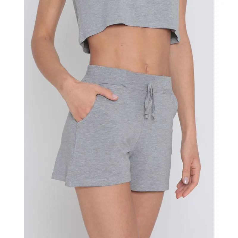 Short Feminino Moletinho Bolso Cinza Claro GG