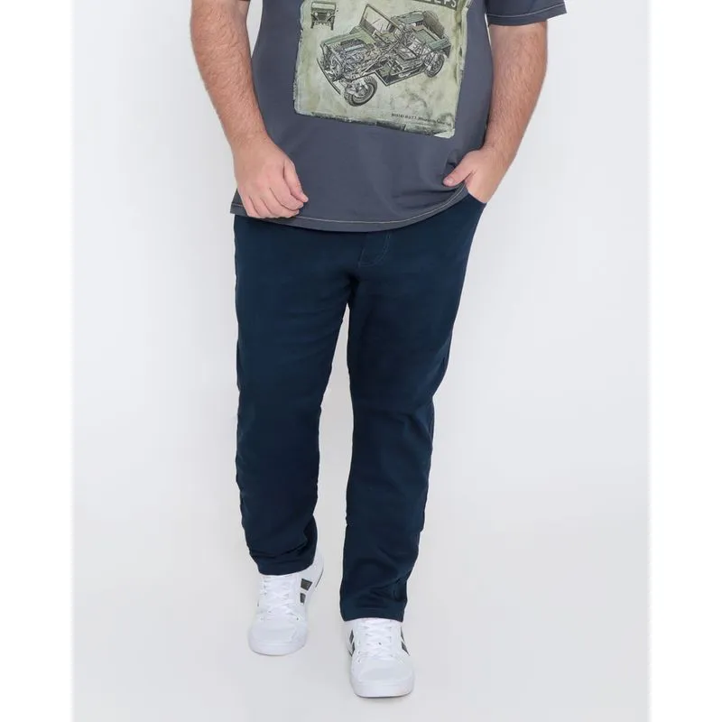Calça Sarja Plus Size Masculina Slim Marinho 50