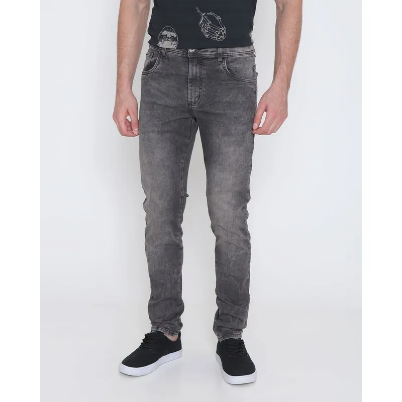 Calça Jeans Masculina Slim Estonada Preta 44