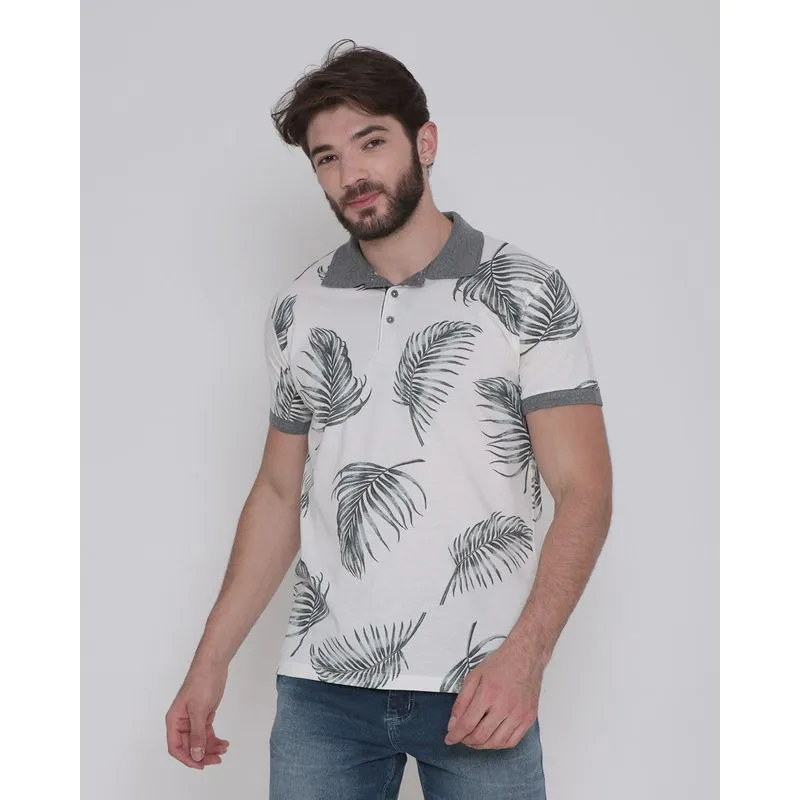 Polo Masculina Folhagem Off White G