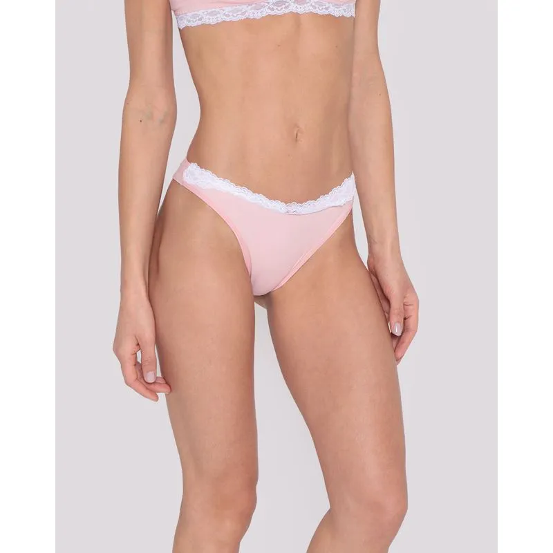 Calcinha Feminina Biquíni Avulsa Renda Lisa Rosa Claro GG