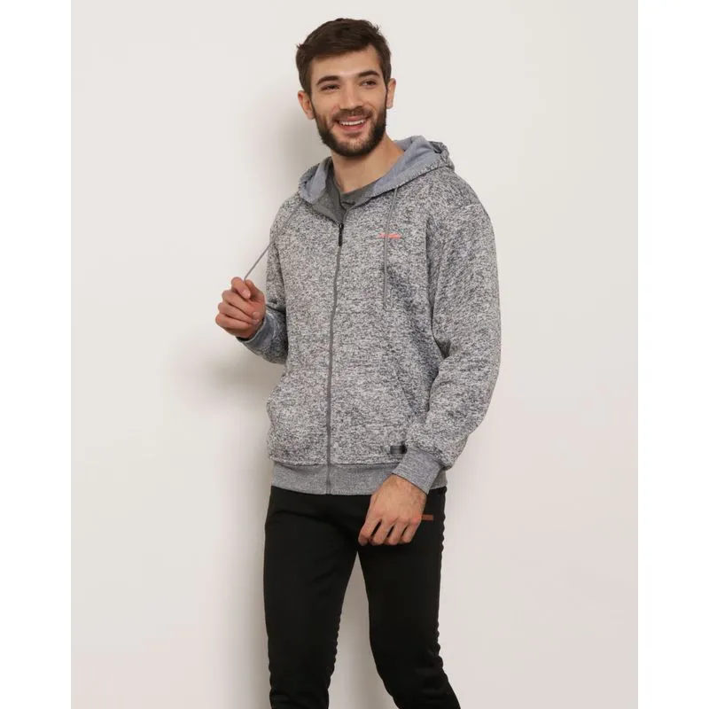Casaco Moletom Masculino Esportivo Fitter Mescla Cinza Claro GG