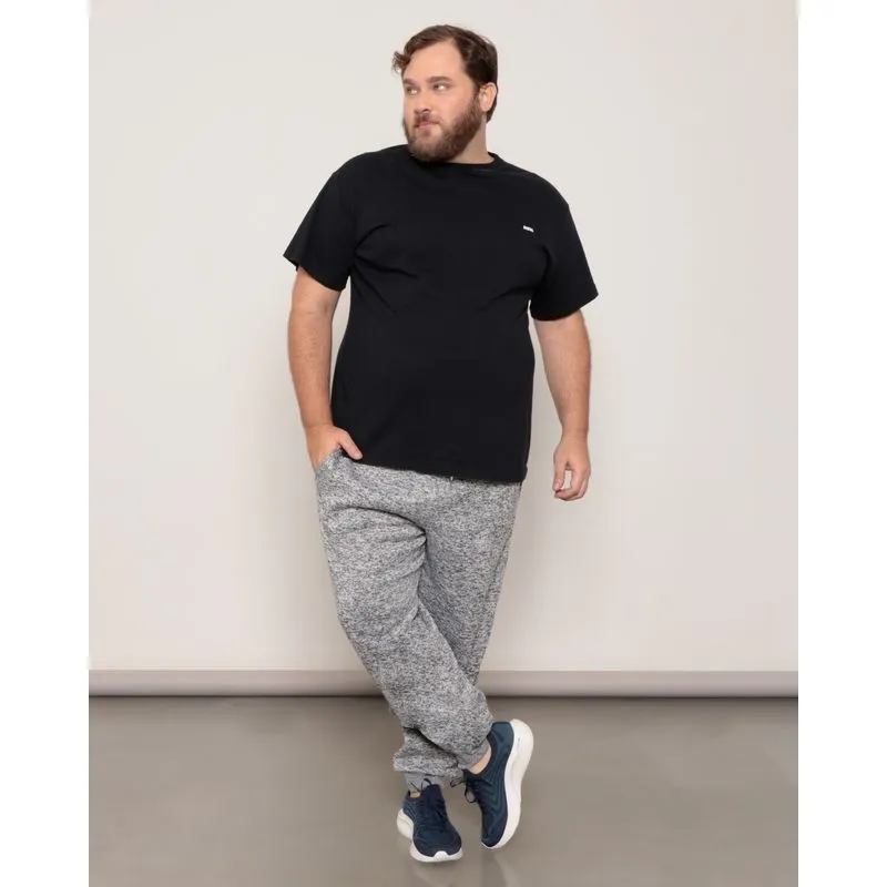 Calça Moletom Masculina Plus Size Esportiva Mescla Cinza Claro G1