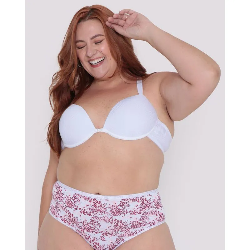 Sutiã Feminino Plus Size Nadador Bojo Canelado Branco 50