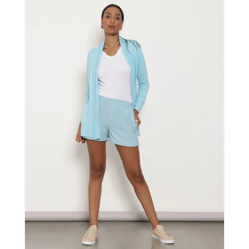 Short Feminino Sarja Barra Dobrada Azul 38