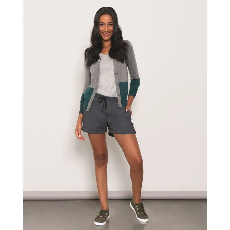 Short Feminino Sarja Barra Dobrada Preto 44