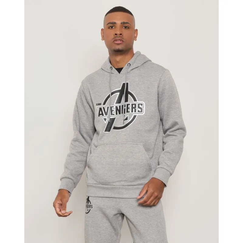 Blusão Moletom Masculino Estampa Avengers Bolso Canguru Cinza M