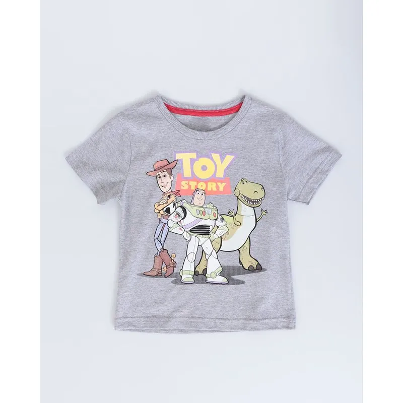 Camiseta Bebê Disney Toy Story Manga Curta Cinza Claro 3