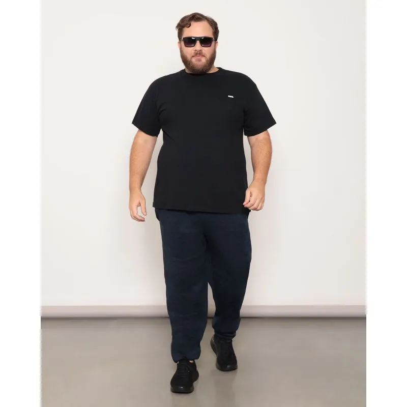 Calça Moletom Plus Size Esportiva Masculina Jogger Marinho G3
