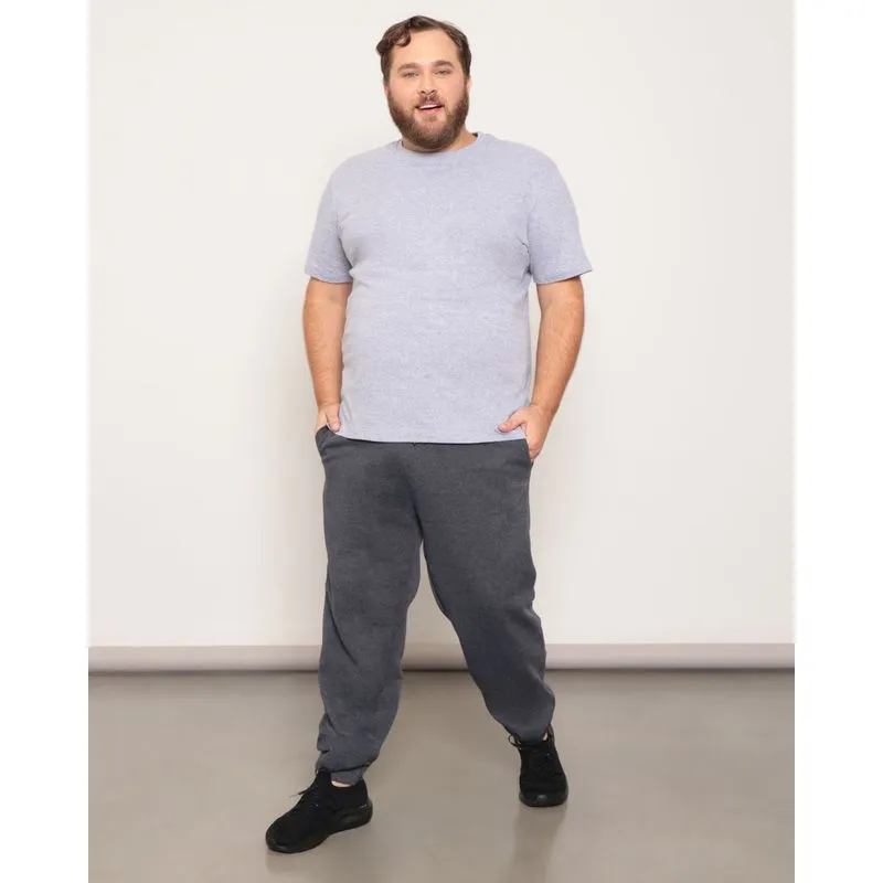 Calça Moletom Plus Size Esportiva Masculina Jogger Cinza G1