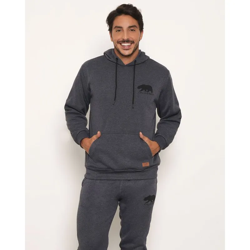 Blusão Moletom Masculino Com Capuz Cinza P