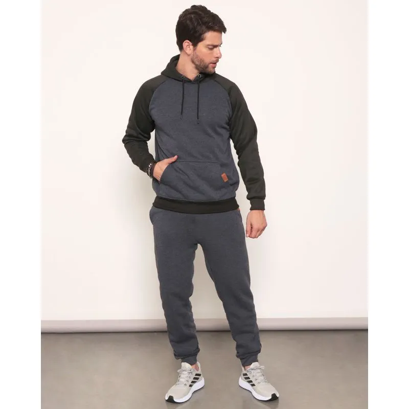 Calça Moletom Masculina Bolsos Mescla Cinza GG