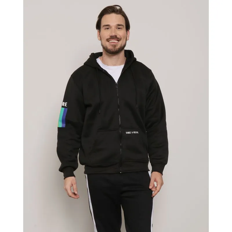 Casaco Moletom Masculino Com Capuz Preto G
