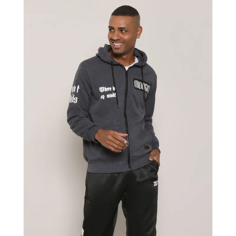 Casaco Moletom Masculino Estampa Midnight Cinza G