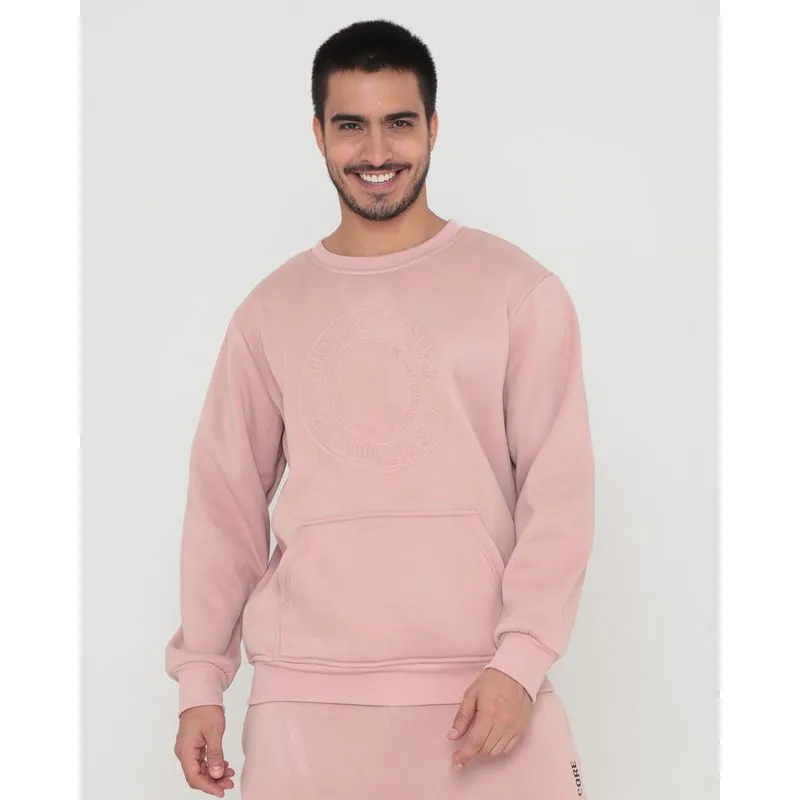 Blusão Moletom Masculino Estampa Auto Relevo Rosa Claro GG