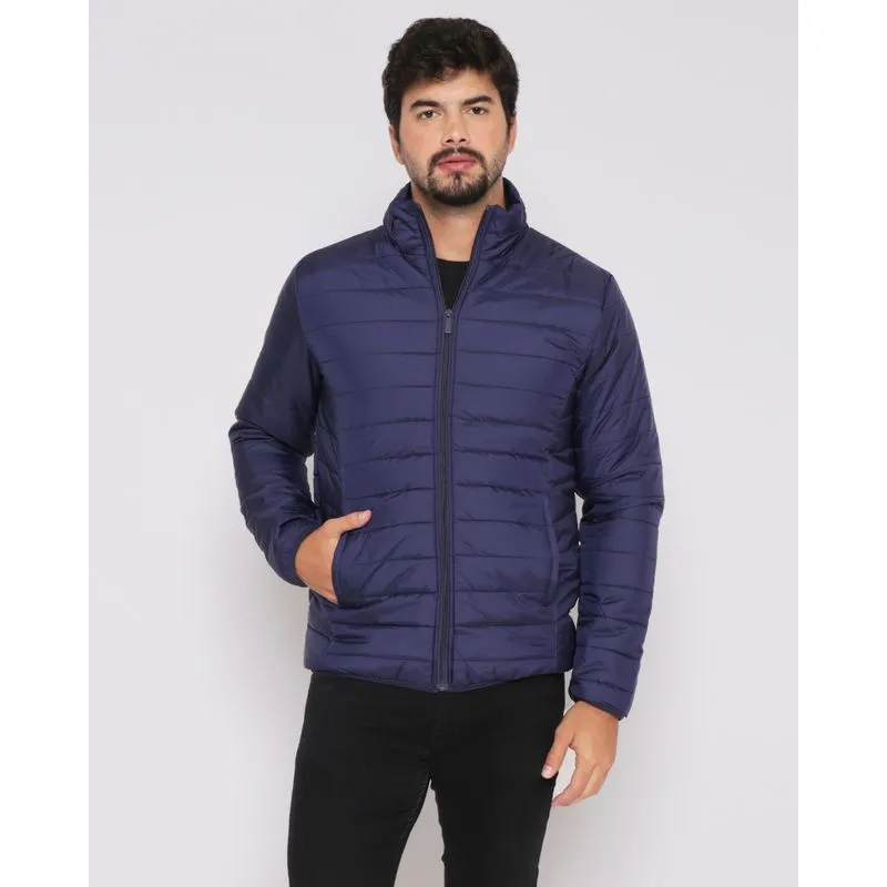 Jaqueta Masculina Puffer Gola Alta Azul Marinho GG