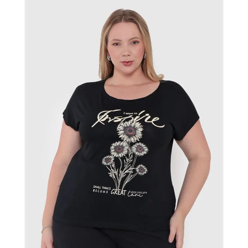Blusa Plus Size Feminina Preta G1