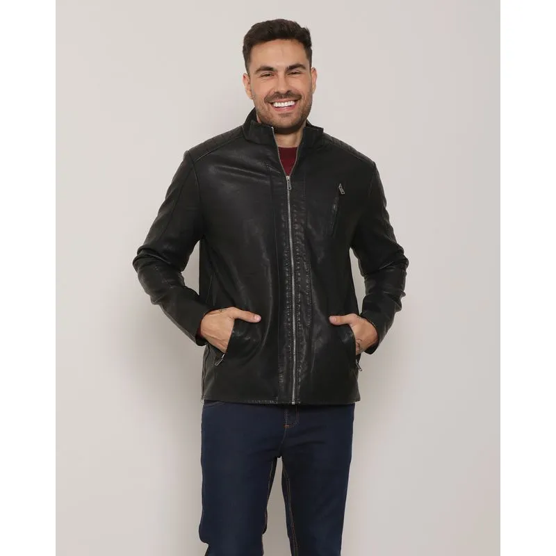 Jaqueta Masculina Sintética Com Recortes Analogy Preta G