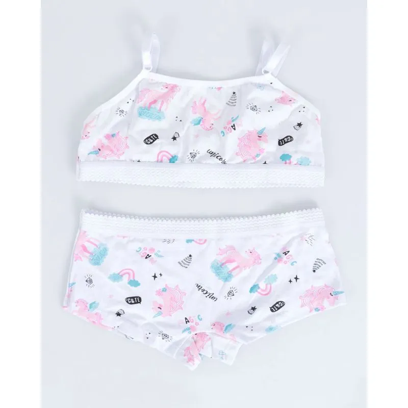 Conjunto Juvenil Top Calcinha Unicórnio Branco 14