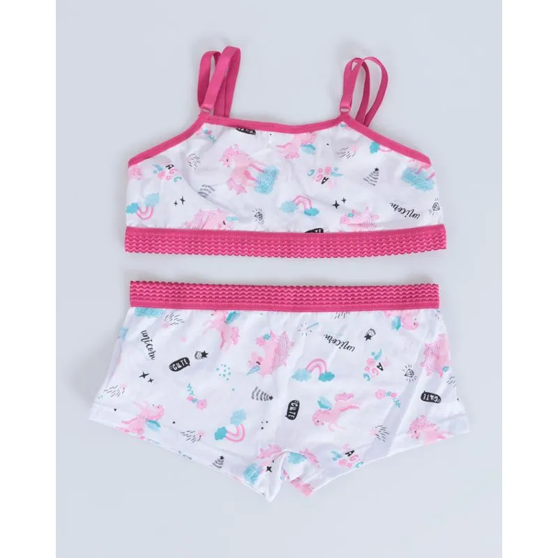 Conjunto Juvenil Top Calcinha Unicórnio Rosa Médio 14