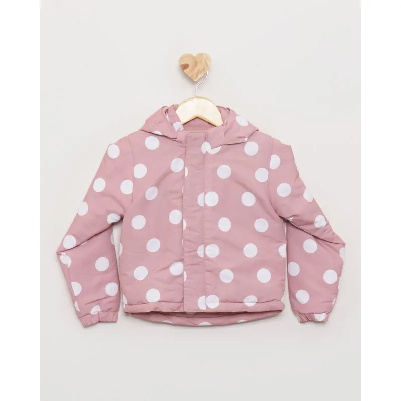 Parka Bebê com Felpa Estampa Poá Rosê 3