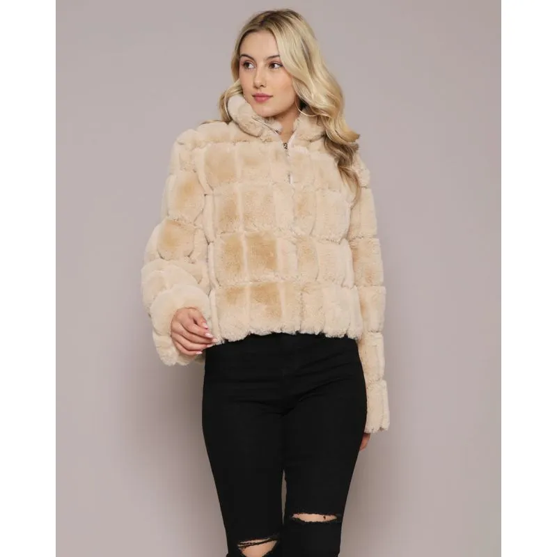 Jaqueta Feminina Cropped Pelinho Bege P