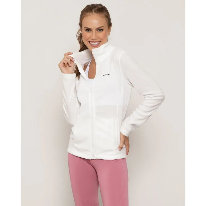 Jaqueta Feminina Soft Gola Alta Com Zíper Fitter Branco G