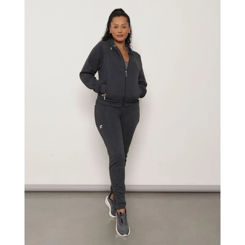 Conjunto Moletom Feminino Com Zíper Fitness Fitter Cinza G