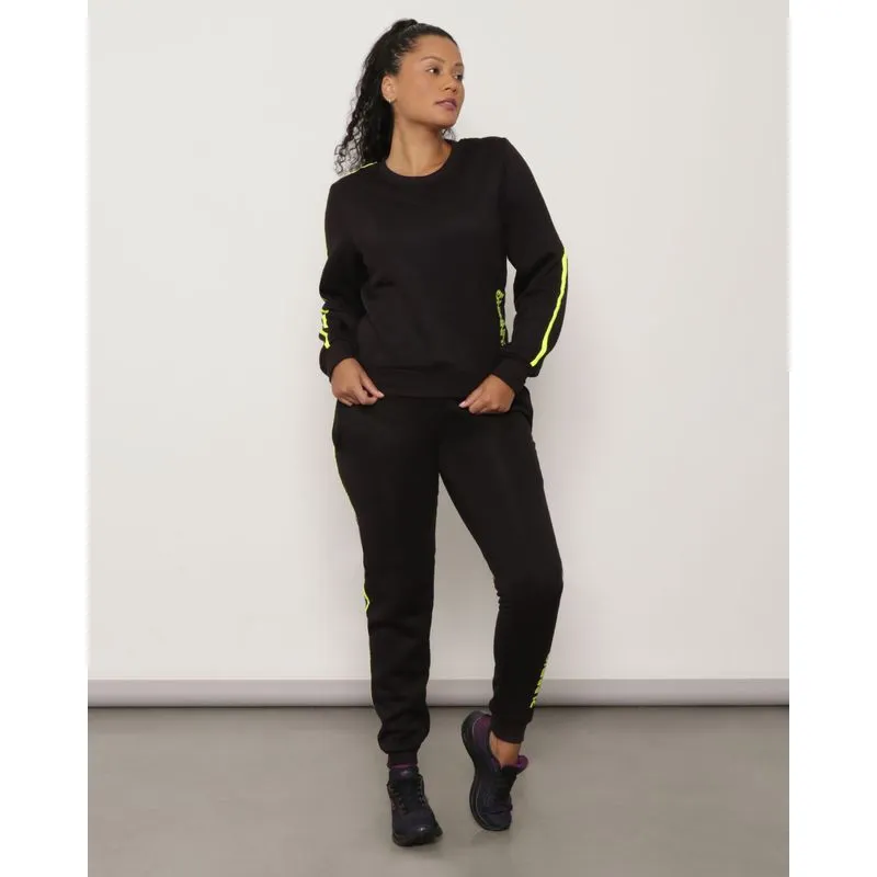 Conjunto Moletom Feminino Running Fitness Fitter Preto GG