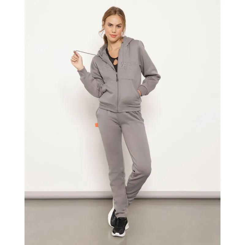 Conjunto Moletom Feminino Com Zíper Fitness Fitter Cinza M