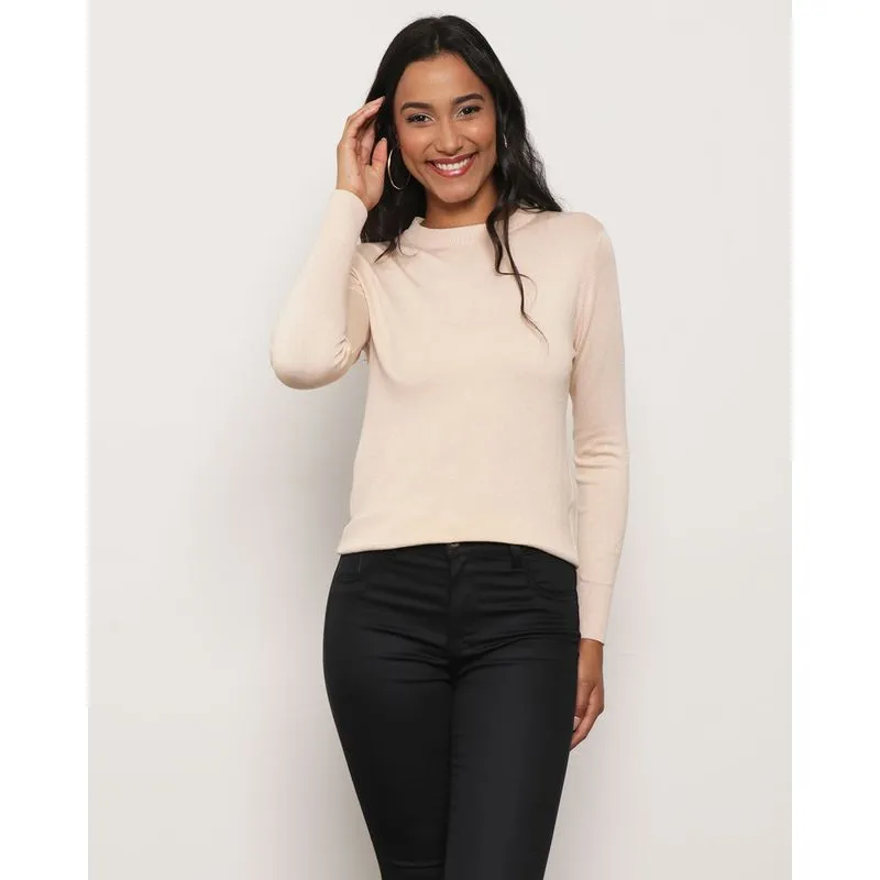Suéter Feminino Tricô Bege GG