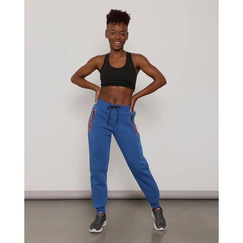 Calça Moletom Fitness Feminina Jogger Fitter Azul G