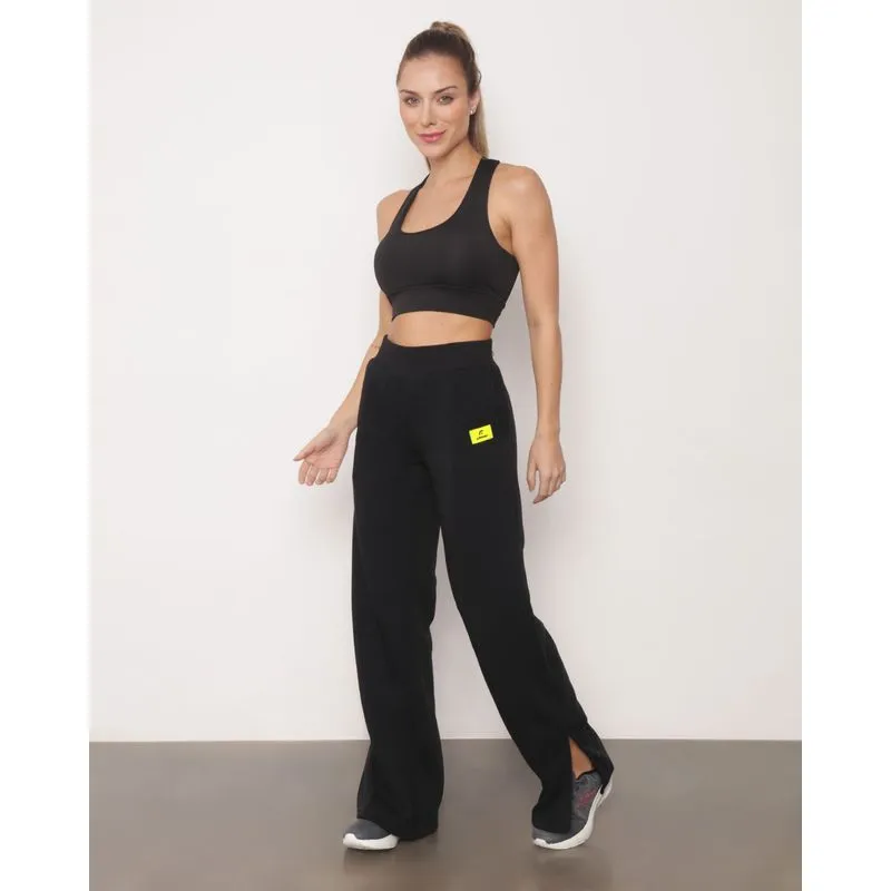 Calça Moletom Feminino Reta Fitness Fitter Preta G