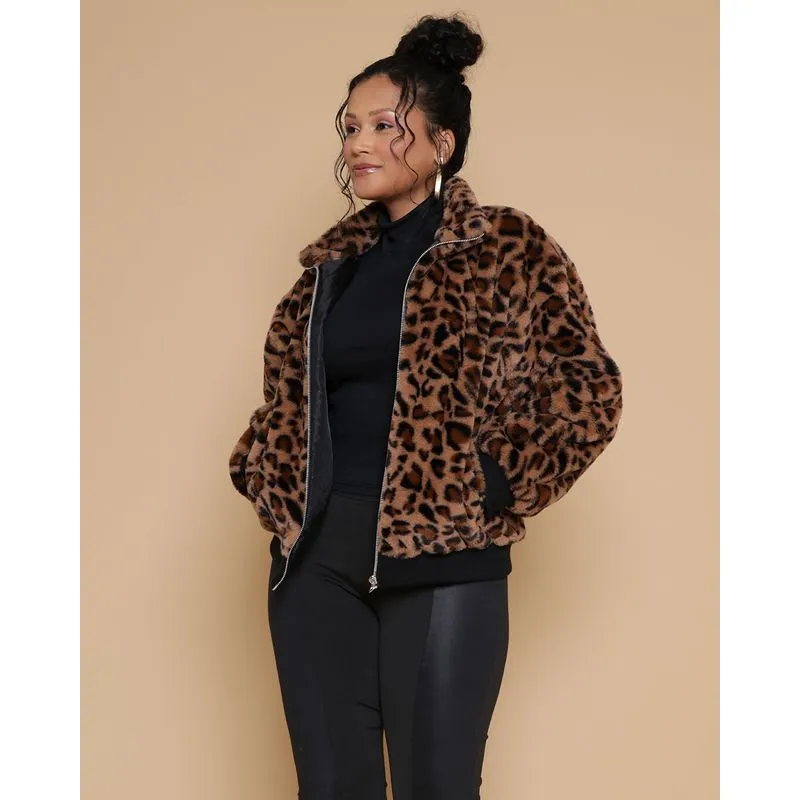 Jaqueta Feminina Pelinho Animal Print Marrom M