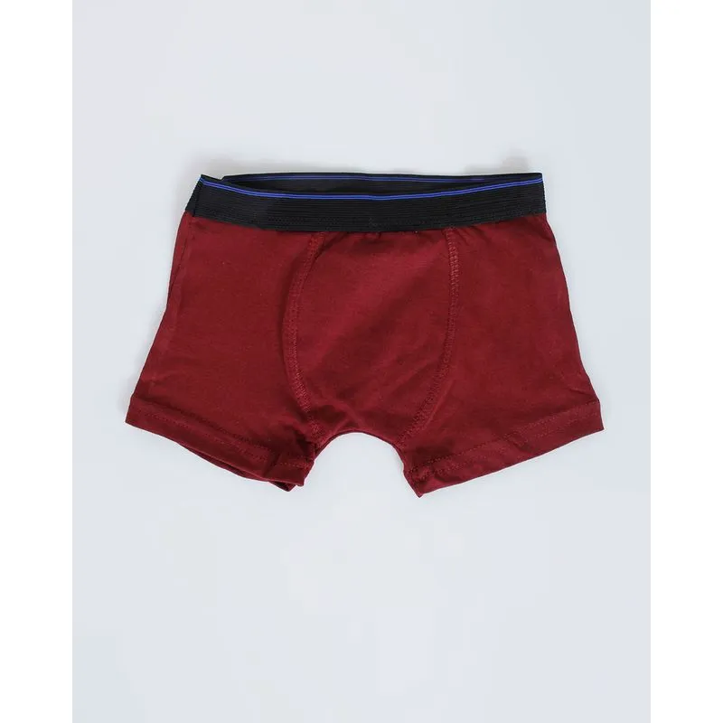 Cueca Boxer Juvenil Algodão Cós Elástico Vinho 10