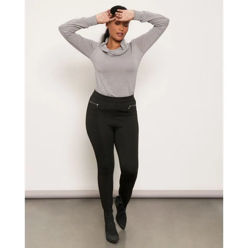 Calça Legging Feminina Montaria Com Zíper Preta P