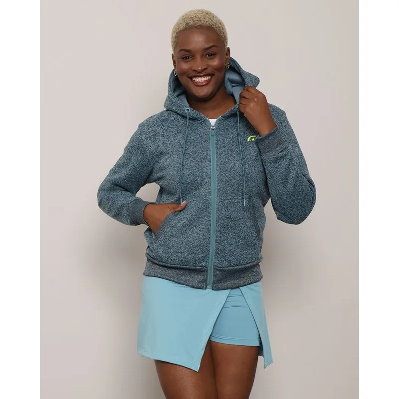 Casaco Moletom Feminino Fitness Fitter Mesclado Azul G