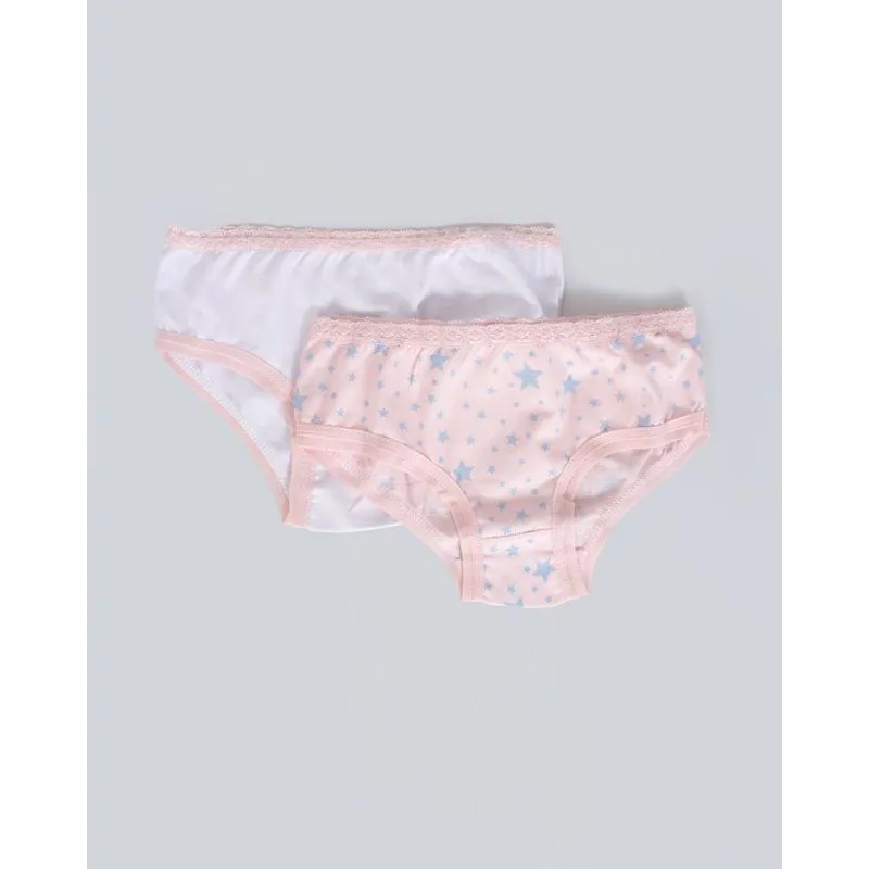 Kit 2 Calcinhas Infantil Algodão Estrela Branca Rosa 6
