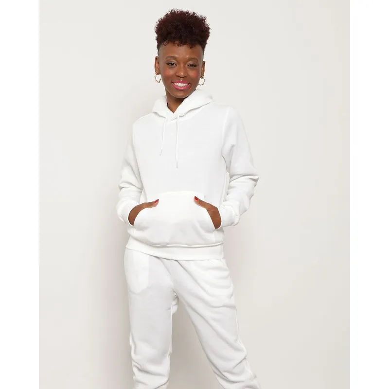 Blusão Moletom Feminino Bolso Canguru Branco P