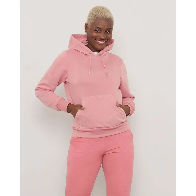 Blusão Moletom Feminino Com Capuz Rosa GG