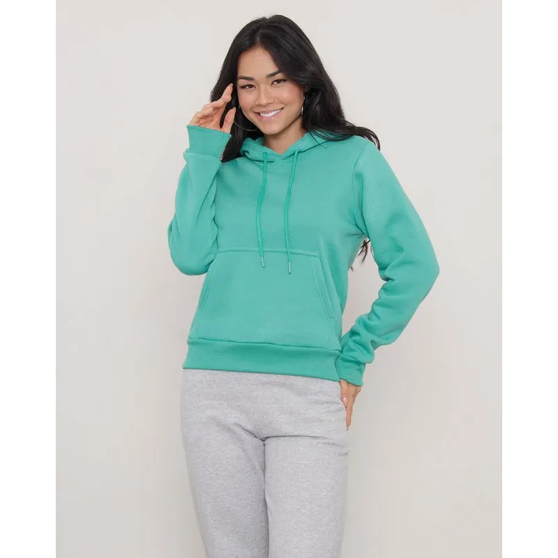 Blusão Moletom Feminino Com Capuz Verde M