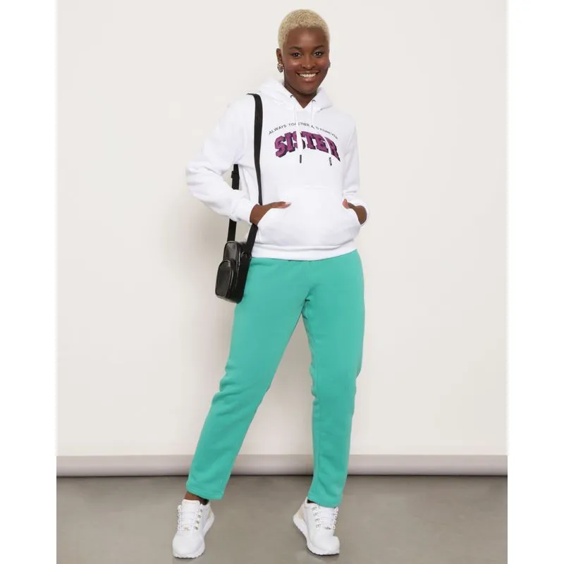 Calça Moletom Feminina Peluciada Reta Com Bolsos Verde G