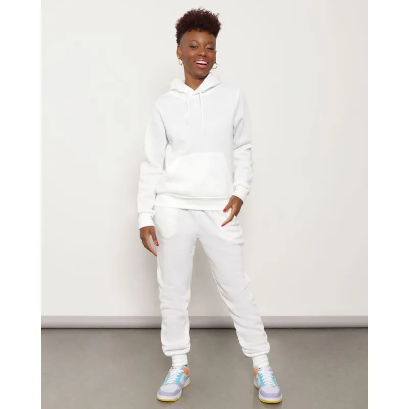 Calça Moletom Feminina Peluciada Jogger Com Bolsos Branca M