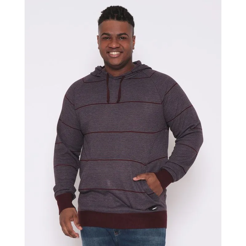 Suéter Plus Size Masculino Tricô Listrado Vinho G2