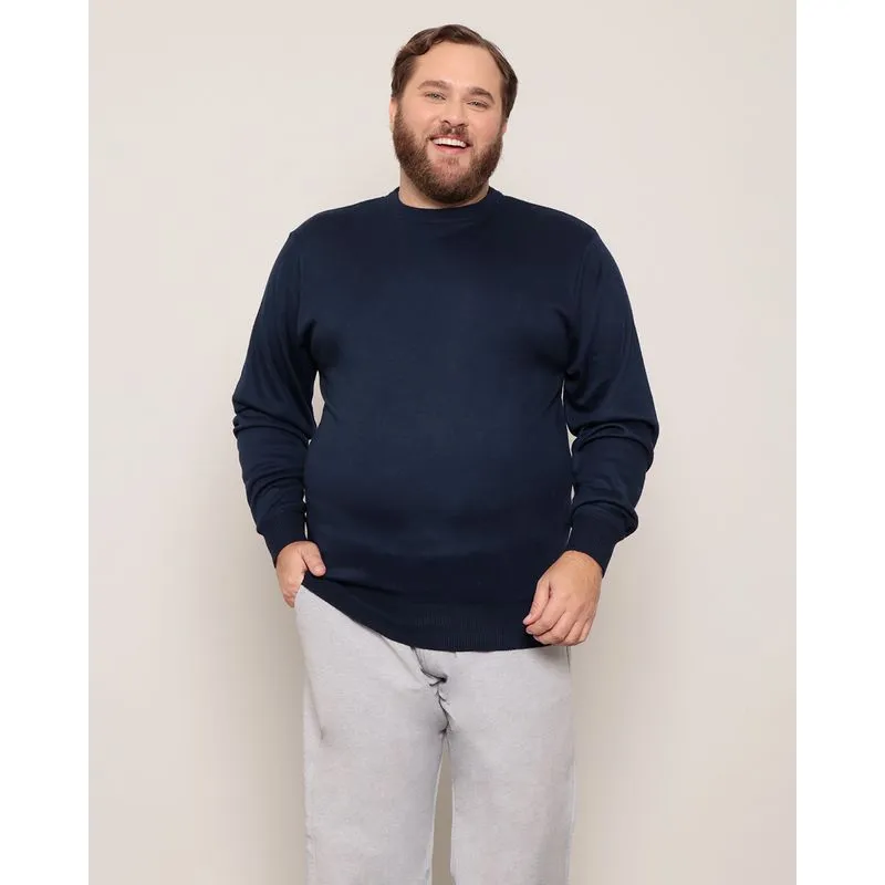 Suéter Plus Size Masculino Tricô Marinho G1