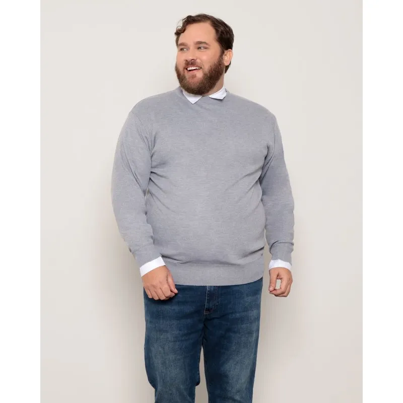 Suéter Plus Size Masculino Tricô Cinza G2