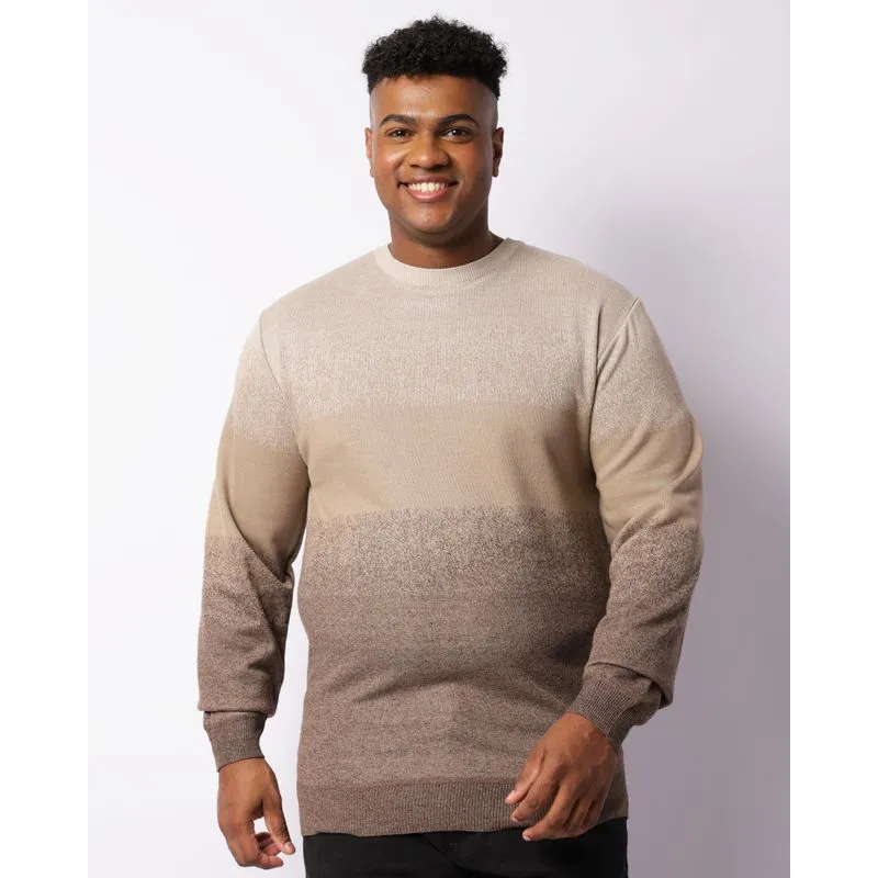 Suéter Plus Size Masculino Tricô Estampado Marrom G3