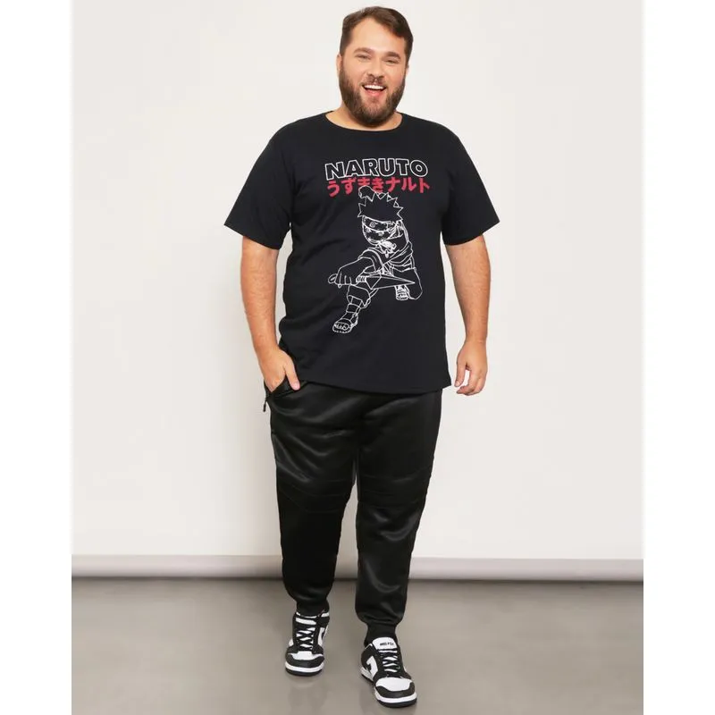 Calça Masculino Plus Size Helanca Com Bolso Jogger Preta G2