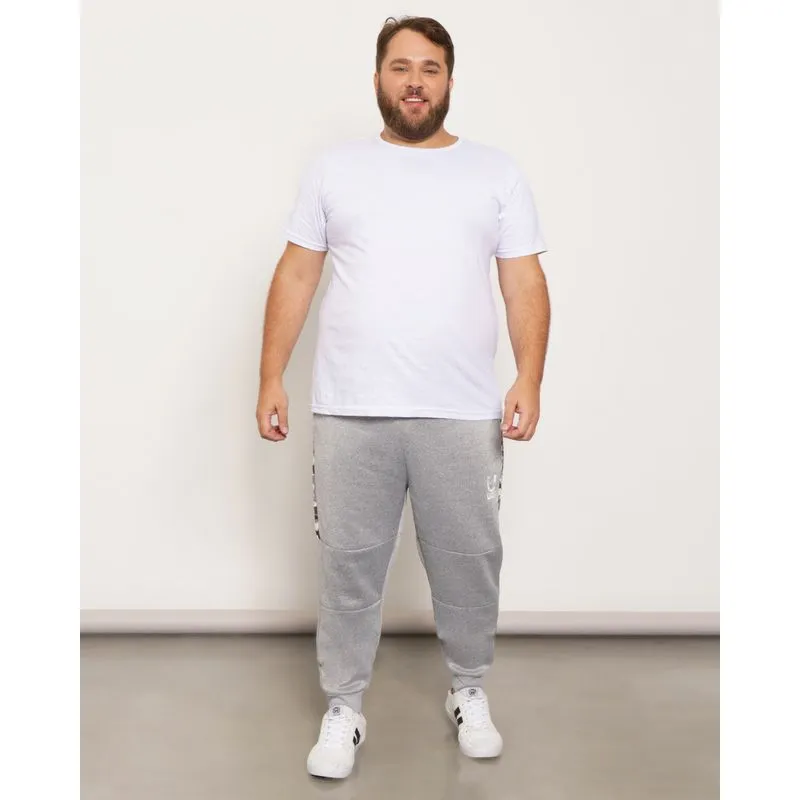 Calça Masculina Plus Size Helanca Jogger Cinza Claro G2