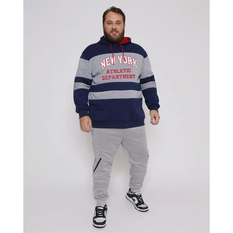 Calça Plus Siza Masculina Jogger Com Bolso Helanca Cinza G2
